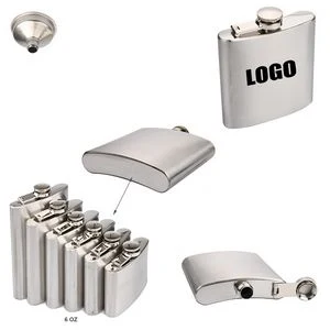6oz Stainless Steel Flask With Tightly Sealed Cap, custom water bottle with logo imprint 1