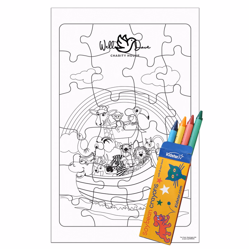 24 Pieces - 10 1/2" x 6 5/8" Coloring Tray Puzzle - Noah's Ark