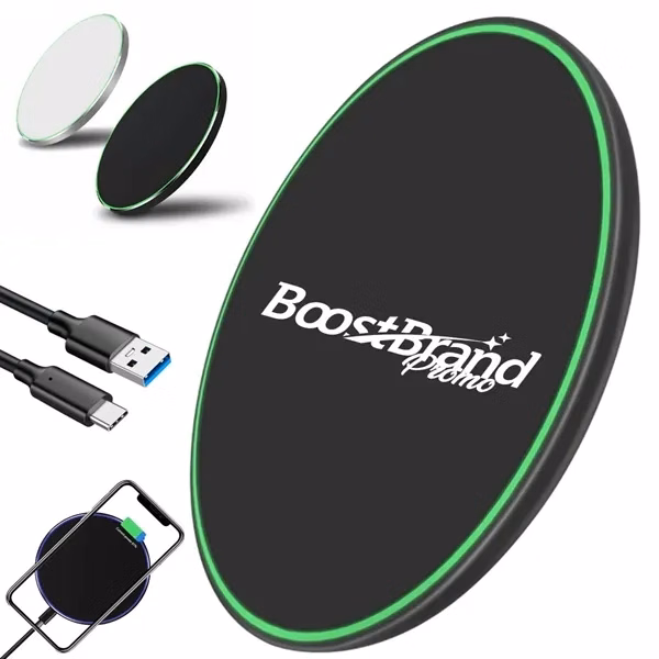Custom Sleek Fast Wireless Charging Pad — Desktop Corporate Tech Accessory