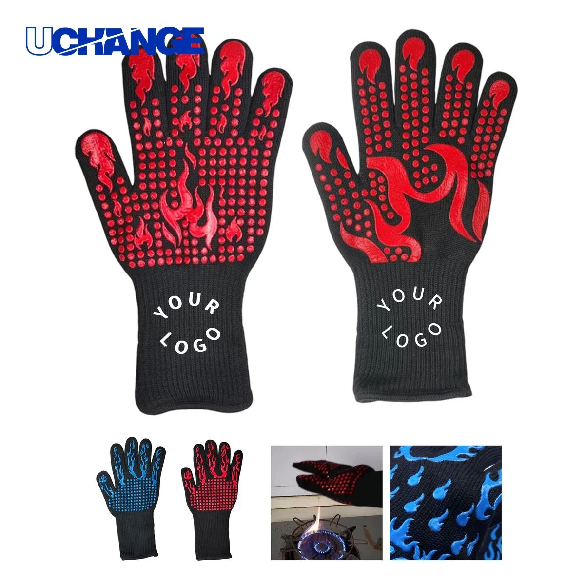 Heat Resistant Silicone Grip Cooking Glove 12.63" x 6.88" 1