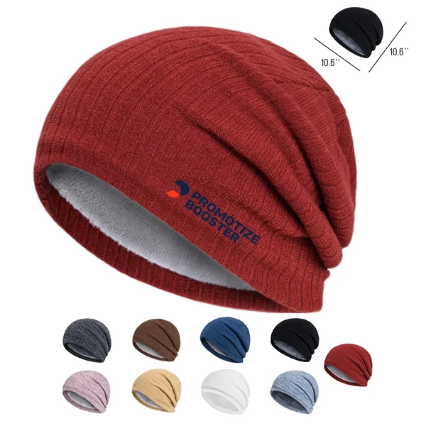 Winter Fleece Warm Knitted Beanie Hat 1