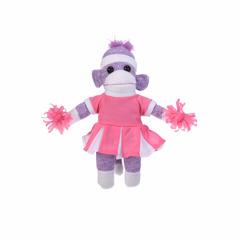 Purple Sock Monkey in Cheerleader Outfit