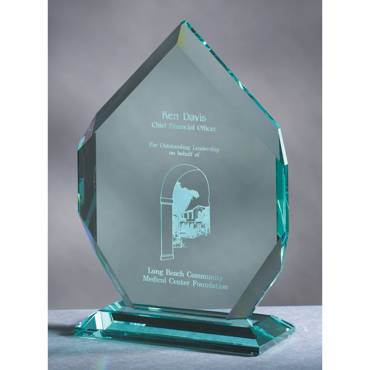 11" Jade Glass Royal Crown Jewel Award 1
