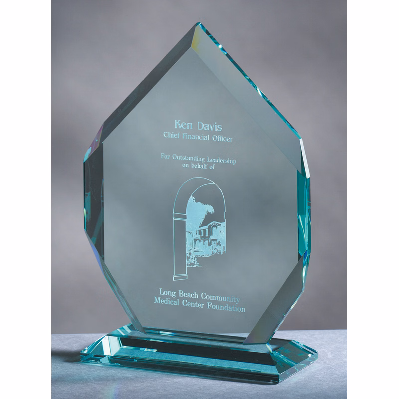 11" Jade Glass Royal Crown Jewel Award