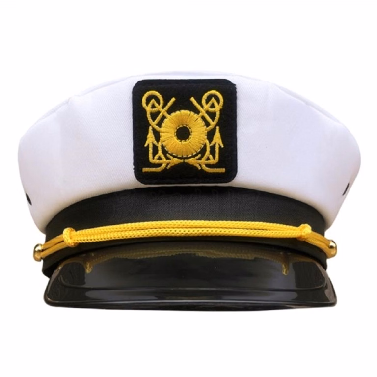 White Adjustable embroidered navy hat