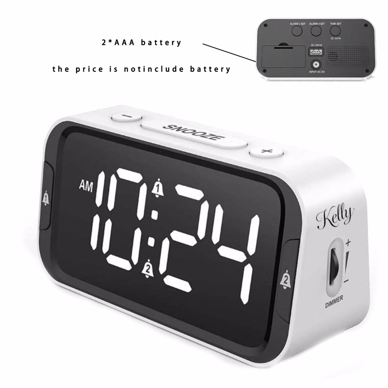Electronic LED Alarm Clock w/ USB Charger