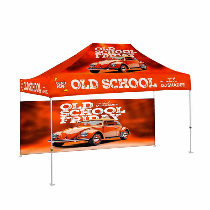 10'x15' Tent Canopy w frame, 1 long half wall