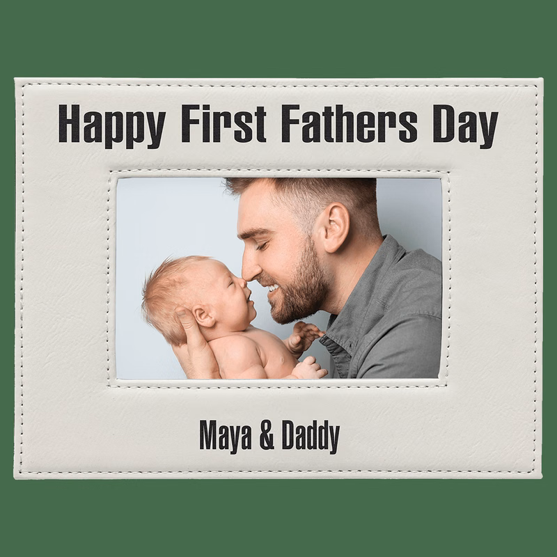4" x 6" White/Black Leatherette Photo Frame