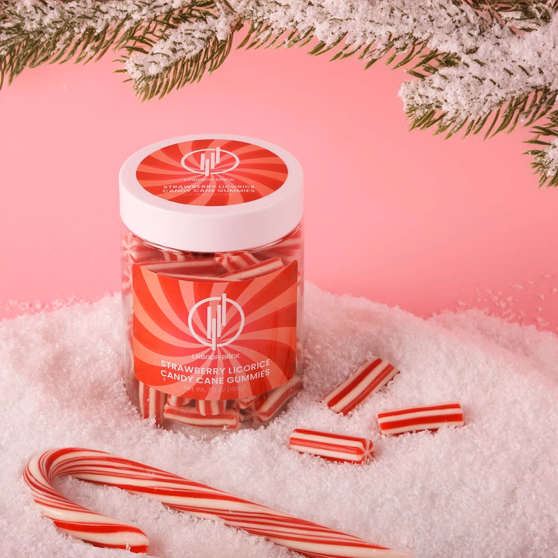 Strawberry Licorice Candy Cane Gummies: Large Jar