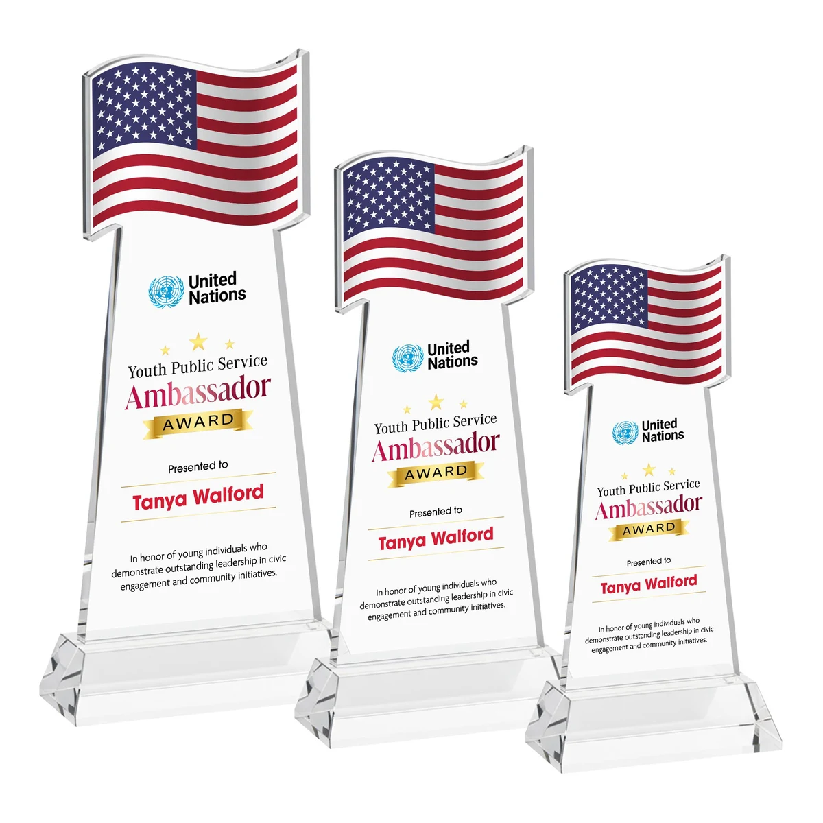 Flag VividPrint™ Award on Hartford Base - Clear 1