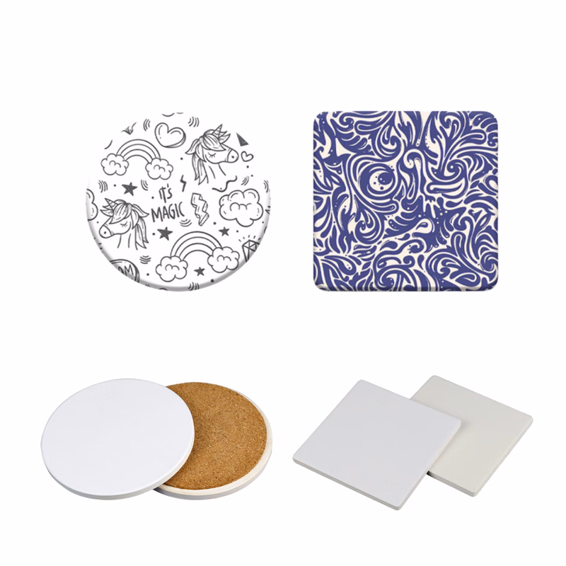 Coaster with a Ceramic Top and Cork Base