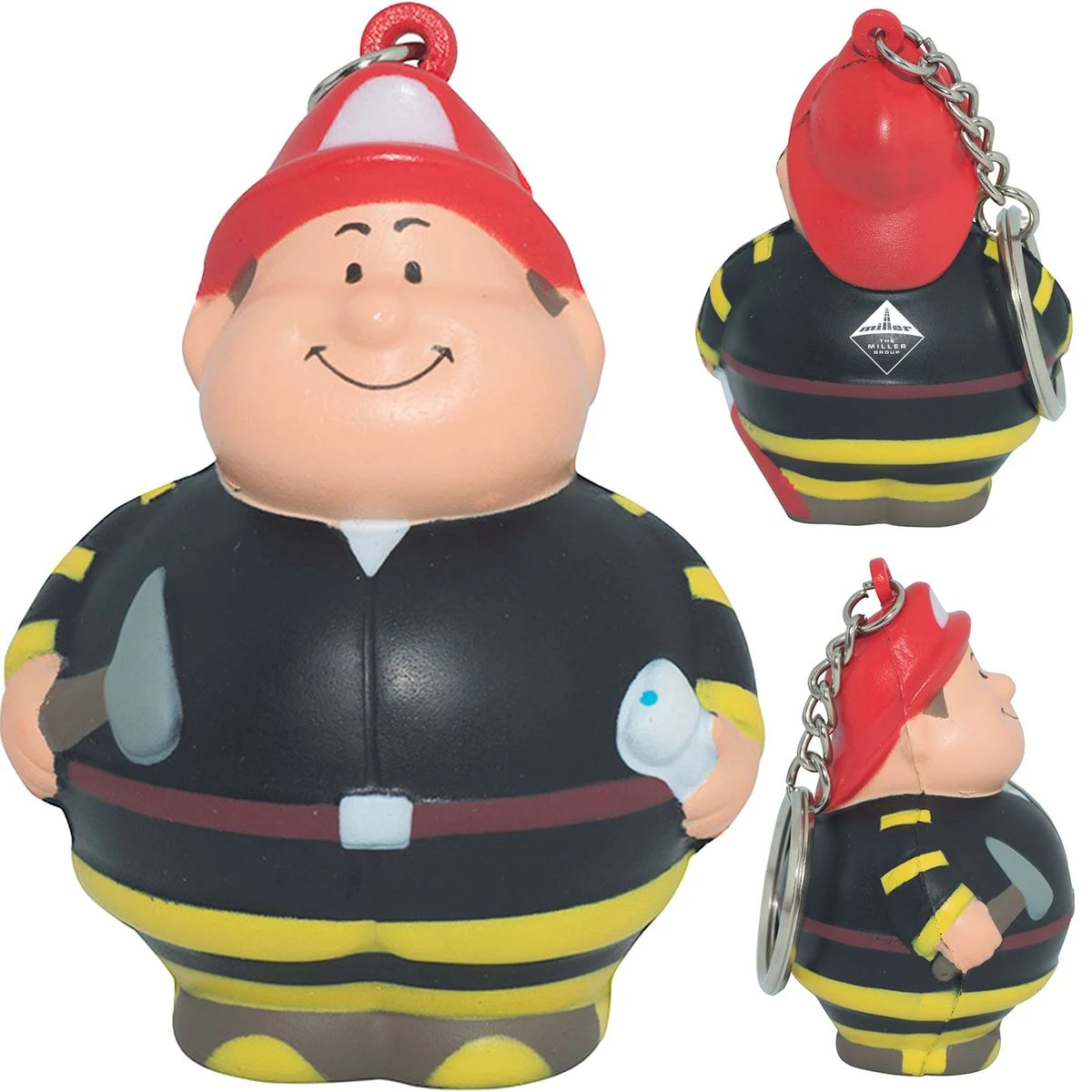 Fireman Stress Reliever Keyring, custom stress ball with logo imprint 1