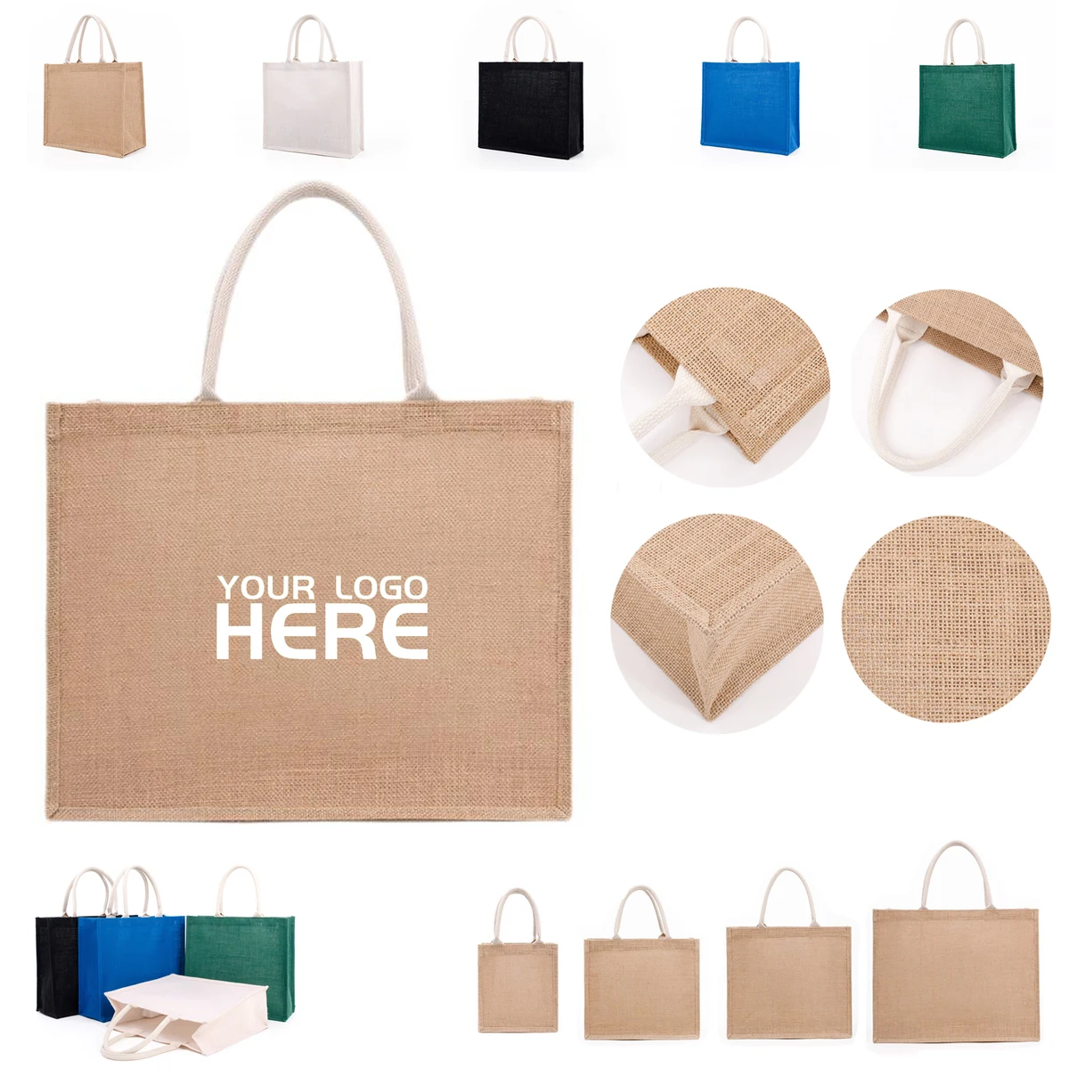 Jute Tote Bag With Handle, custom tote bag with logo imprint 1