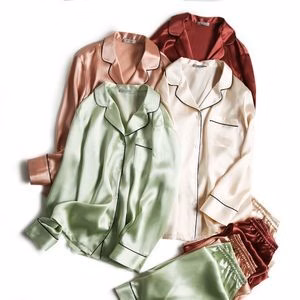 2 Pieces Set Luxury Mulberry Silk Pajamas Women