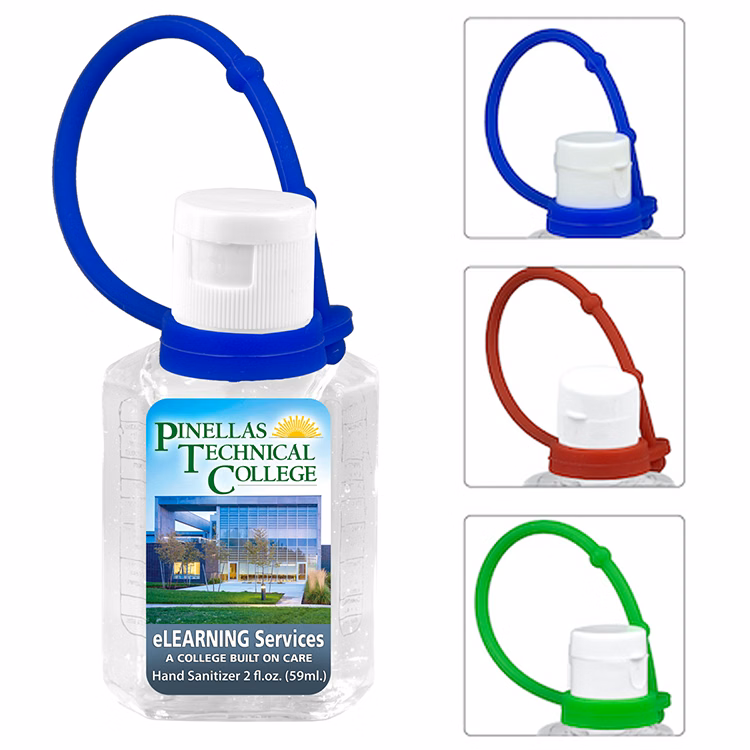 "Sanpal XL Connect" 2 oz Hand Sanitizer Antibacterial Gel with Colorful Silicone Carry Leash