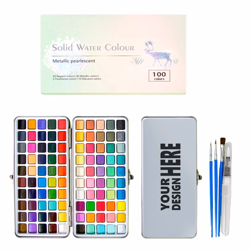 100-Color Solid Watercolor Paint Set