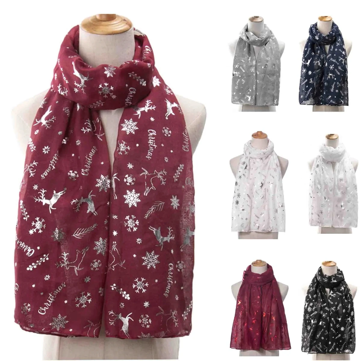 Christmas Soft Scarves Winter Lightweight Snowflake 1