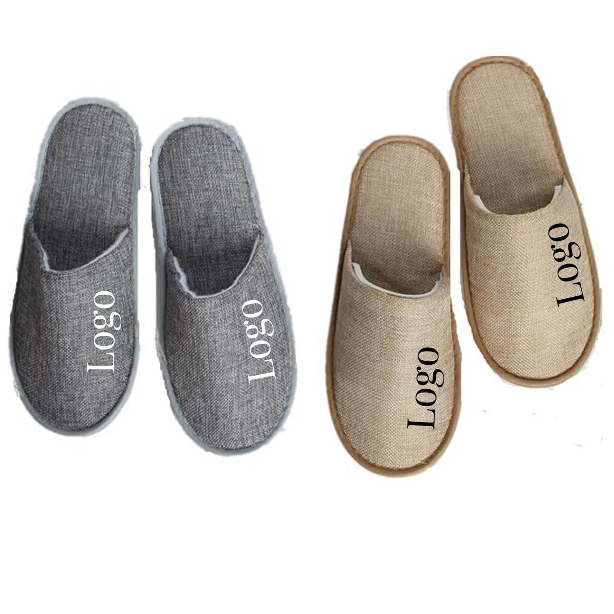 Linen Closed Toe Slippers 1