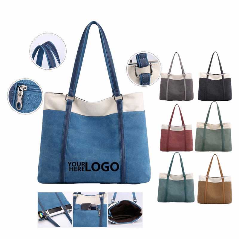 16oz Canvas Clash-Color Single-Shoulder Satchel
