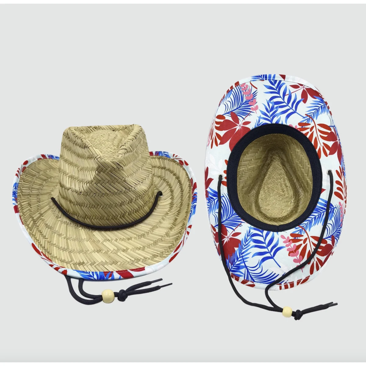 Cowboy/Cowgirl Western Straw Hat w/Full Under Brim 1