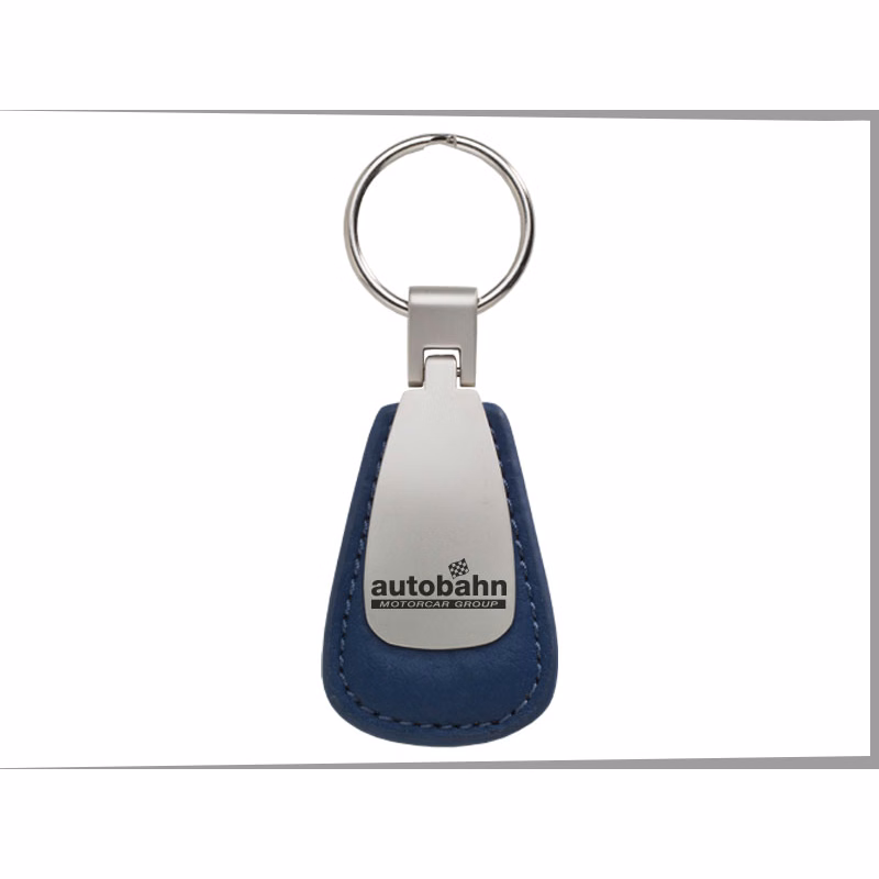 Brushed Zinc/Colored Leather Teardrop Key Tag