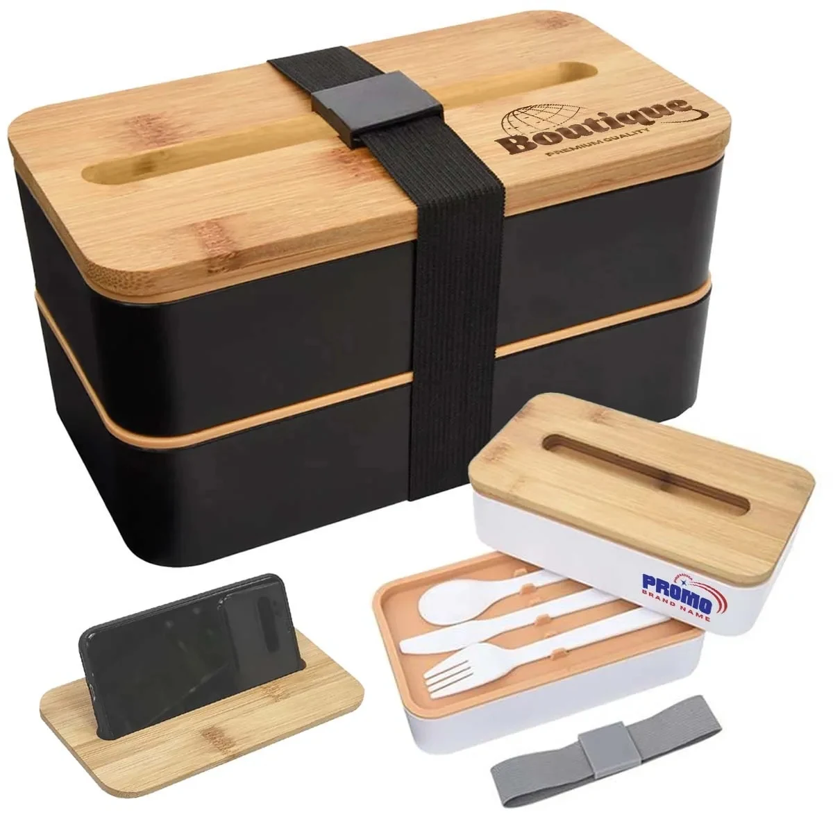 Stackable Bento Lunch Box With Phone Stand with lid 1