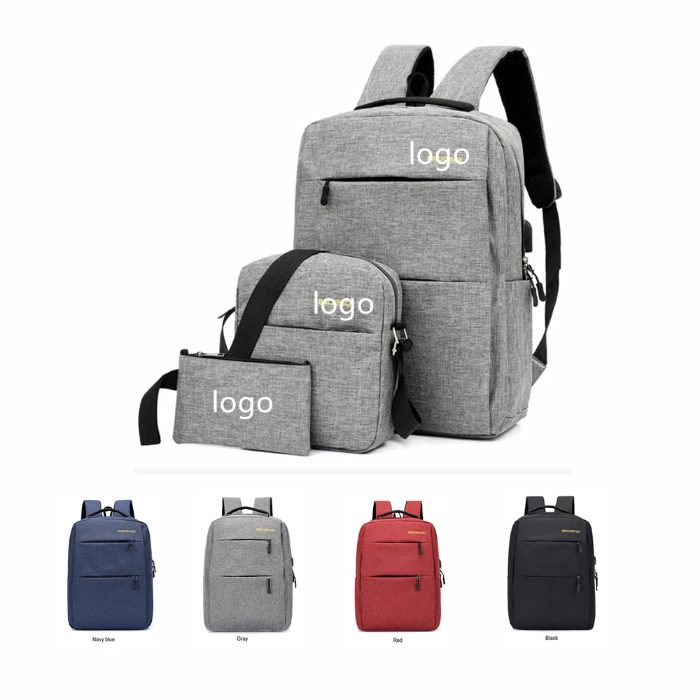 3 Pieces Customized Travel Laptop Backpack With USB Charging Port 1