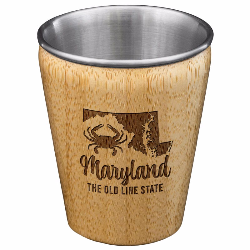 Maryland State Bamboo and Stainless Steel Shot Glass
