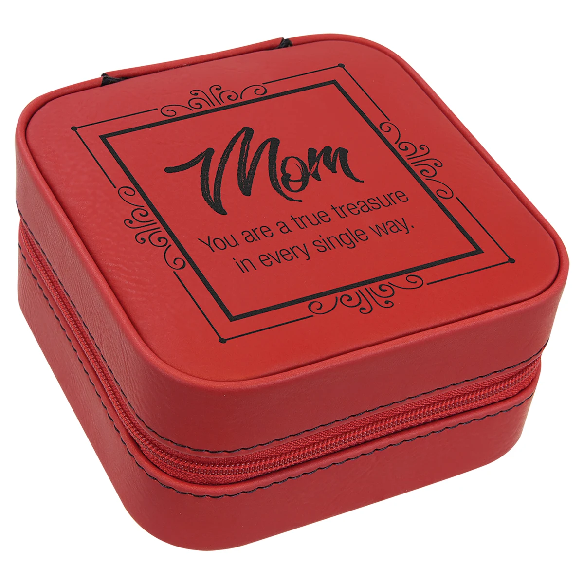 4" X 4" Red Leatherette Travel Jewelry Box 1
