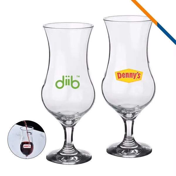 Custom 12 oz Hurricane Glass with Footed Base — Full-Color Tropical Cocktail Drinkware