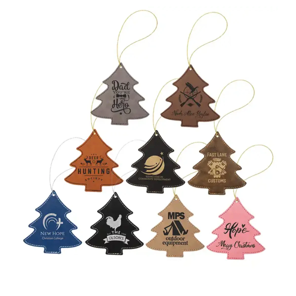 Leather Christmas Tree Shaped Hanging Ornament 1