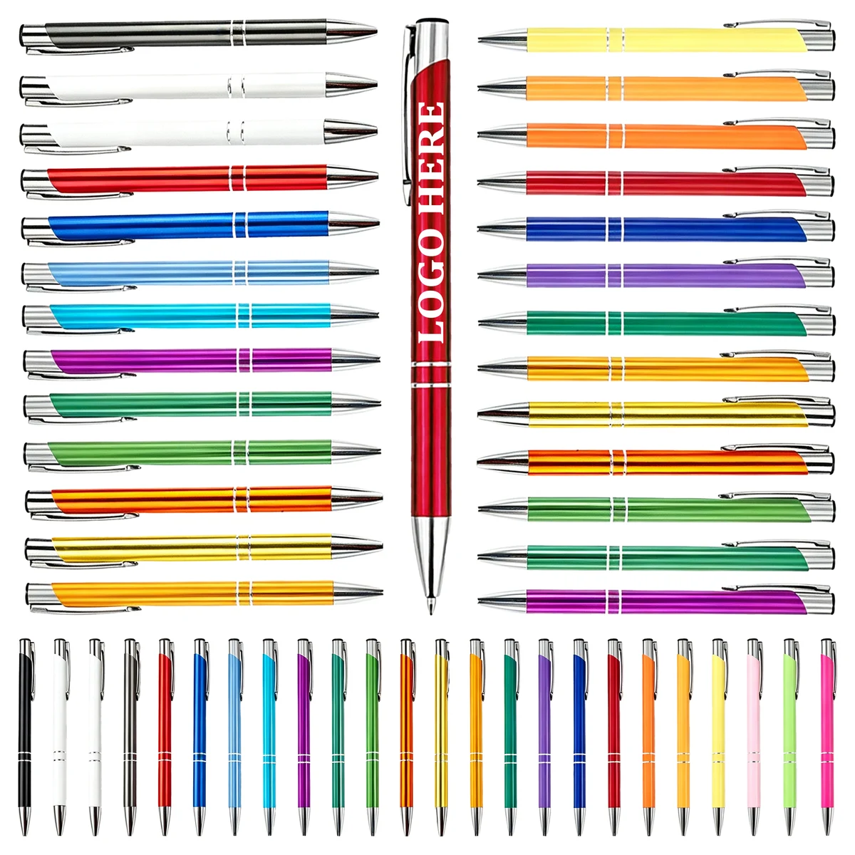 Multi Color Metal Retractable Ballpoint Pen 1.0mm Black Ink 1