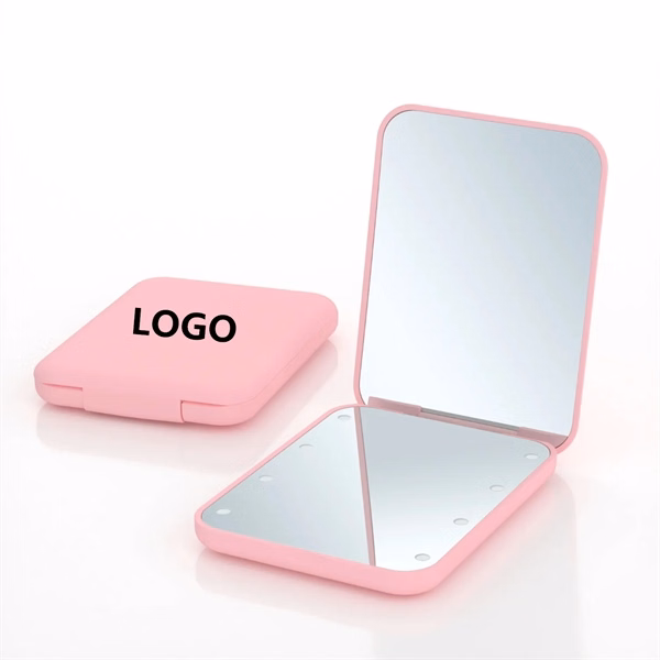 Custom Pocket LED Makeup Mirror with Magnetic Switch — Personal Care Travel Giveaway