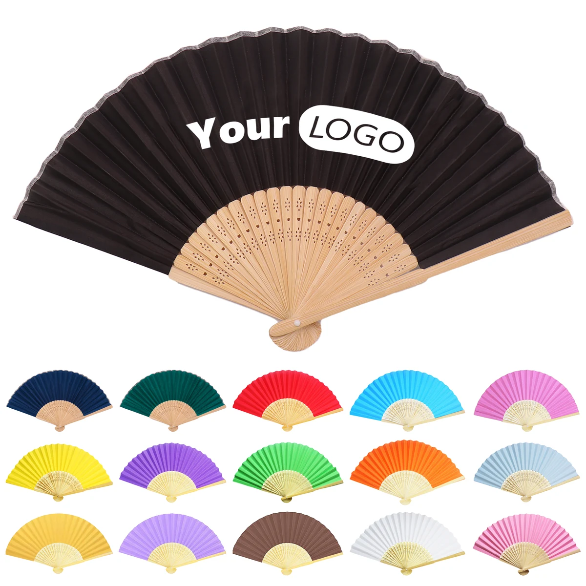 Bamboo Customizable Multi-Color Folding Fan 1