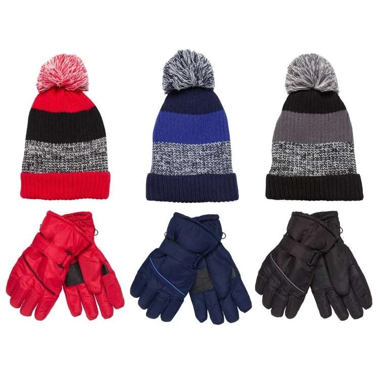 Boys Ski Gloves and Sherpa Lined Hats Assorted Colors 1