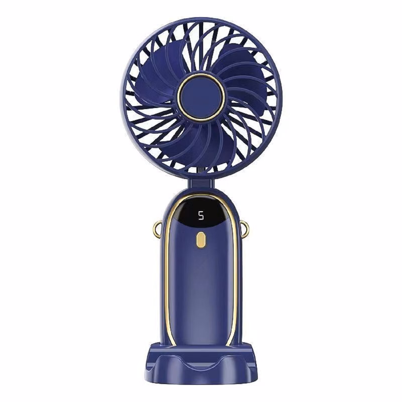 Rechargeable Foldable LED Hand Fan with Mobile Stand