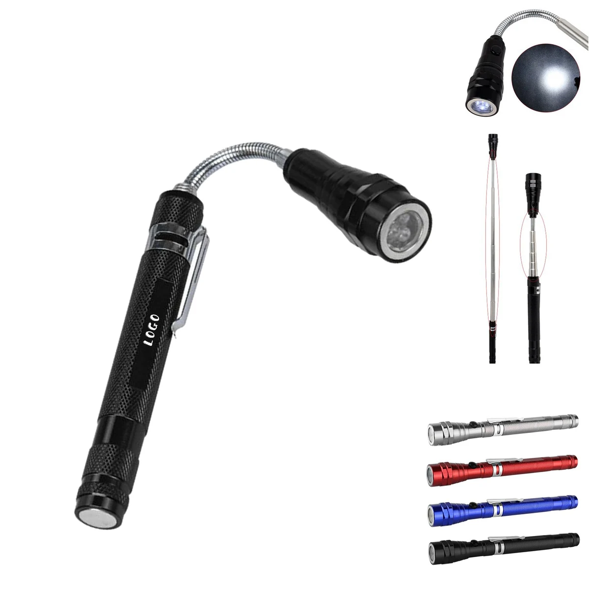 Retractable Magnetic Pickup Tool With Led Flashlight 1