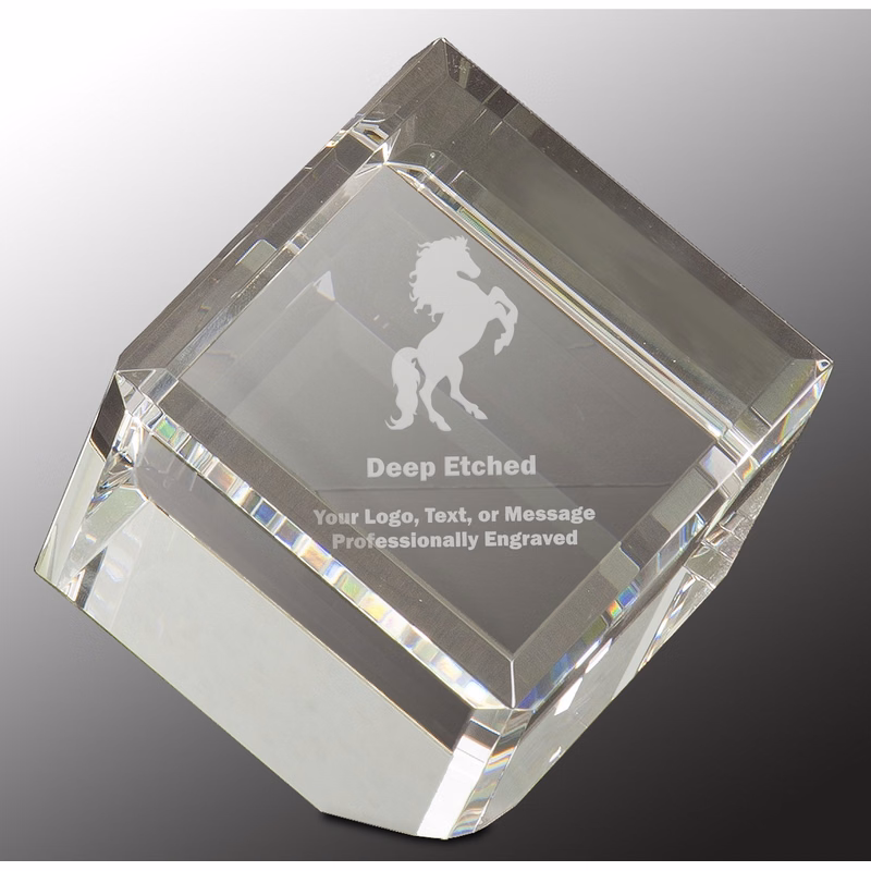 3 1/2" x 3 1/2" Crystal Cube Crystal Award