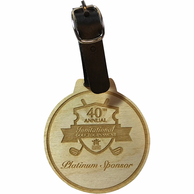 Wood Golf Bag Tags: 3" H x 3" W