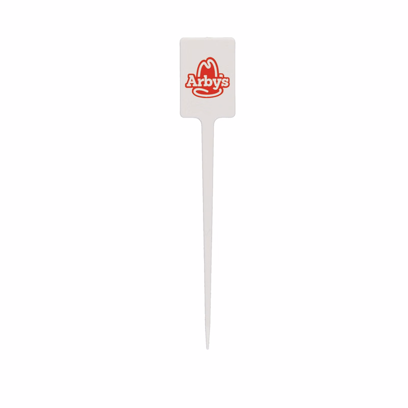 Plastic Food Pick 5.000" Upright Rectangle White Tradition Print