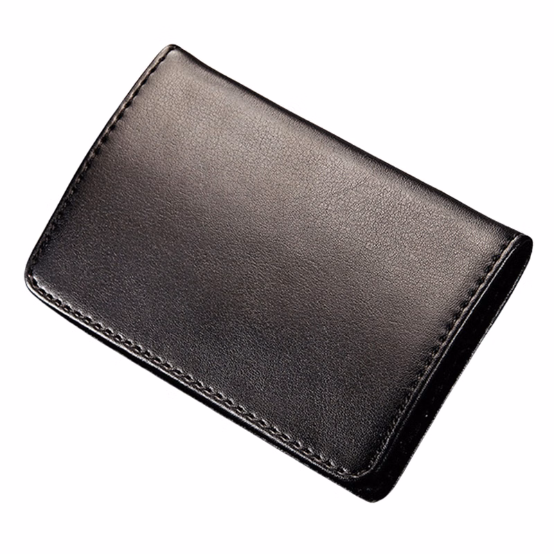 Leather Stainless Steel Business Card Holder for Men