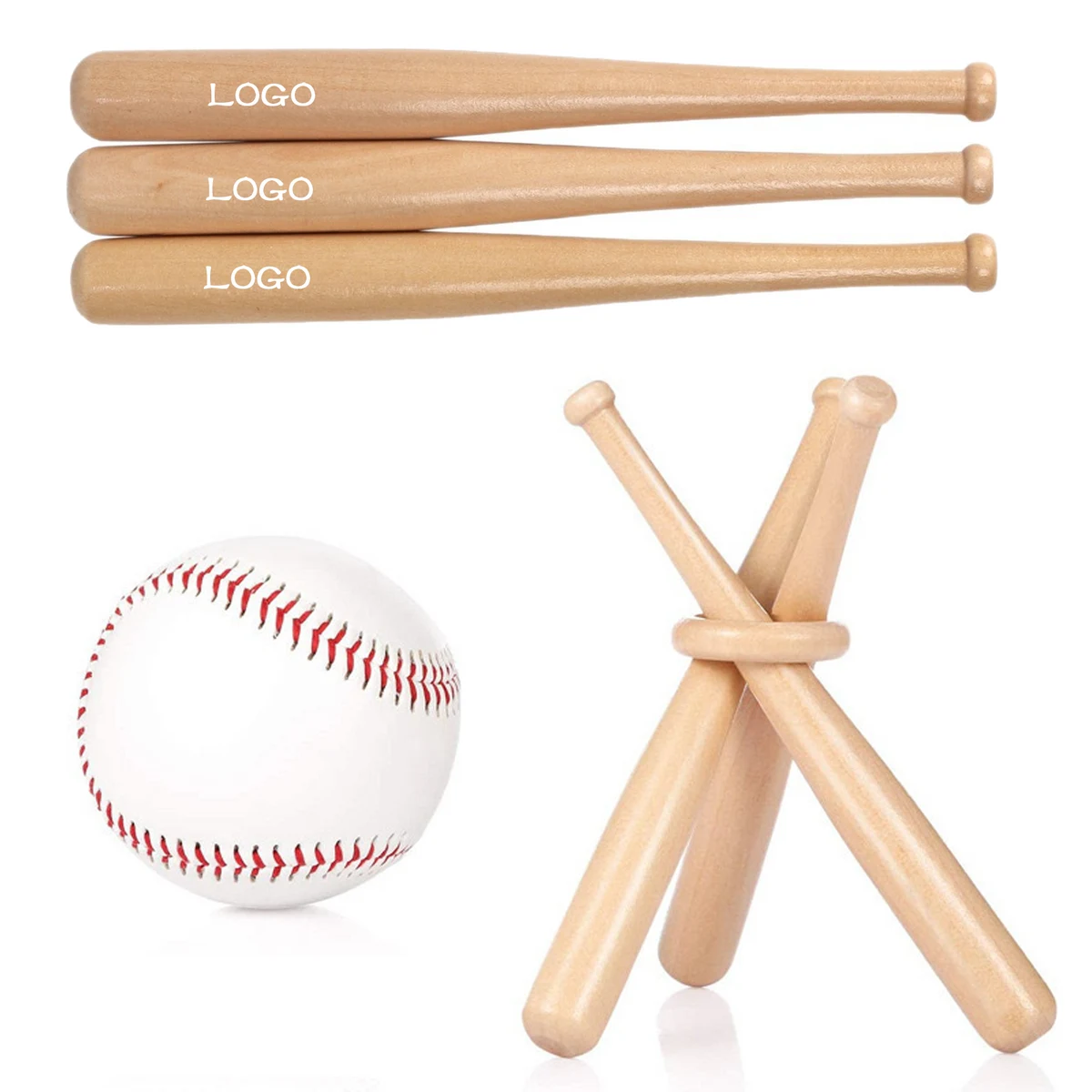 Mini Wooden Baseball Bat Display Stand Souvenir Set 1
