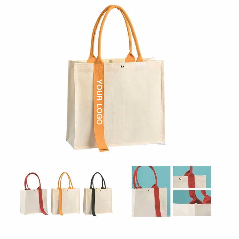 Large Canvas Tote with Pockets and Magnetic Closure