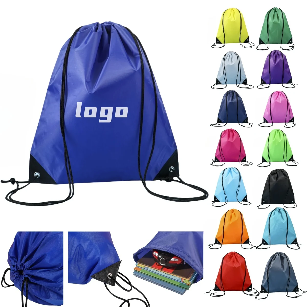 Colorful Drawstring Backpacks Logo Print Marathon Events 1