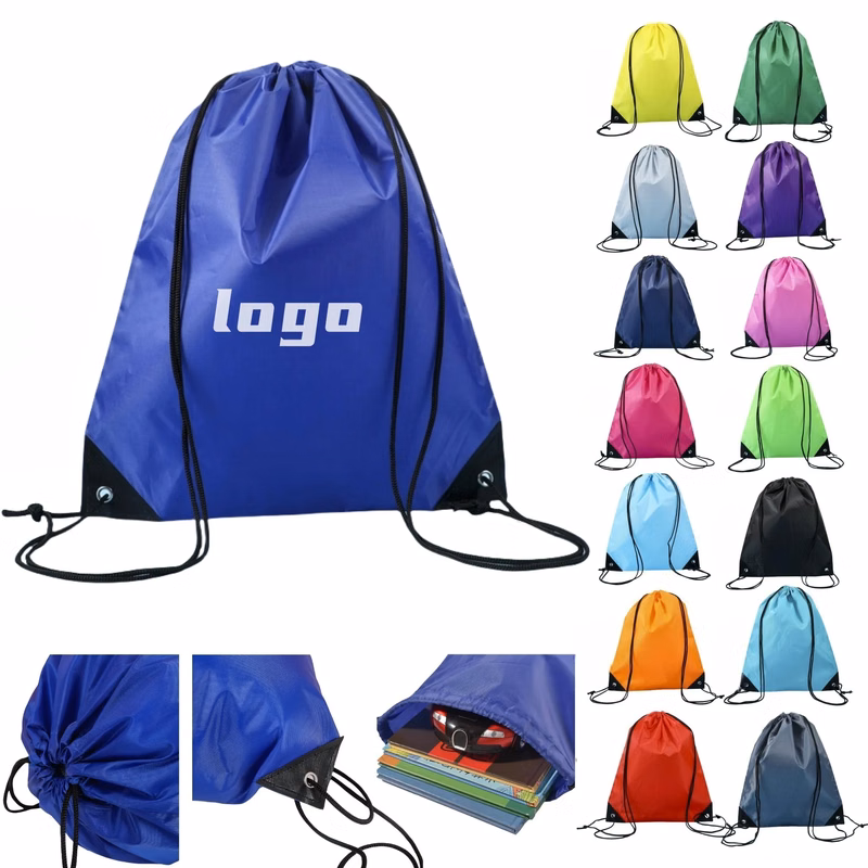 Colorful Drawstring Backpacks Logo Print Marathon Events