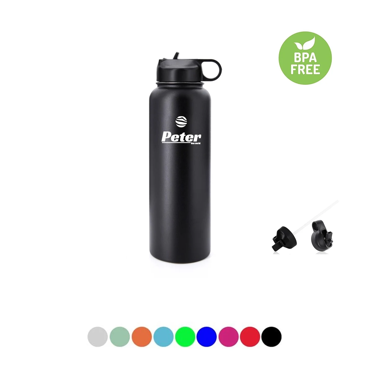 40 oz Stainless Steel Water Bottle With Straw Lid, custom water bottle with logo imprint 1