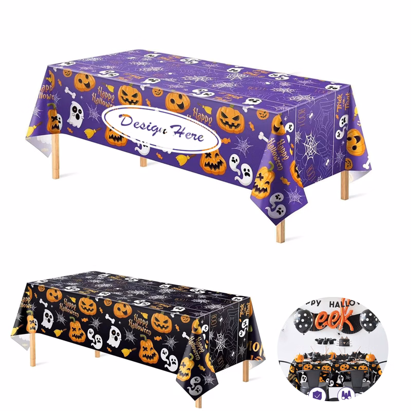 Halloween Disposable Plastic Tablecloth for Festive Dining
