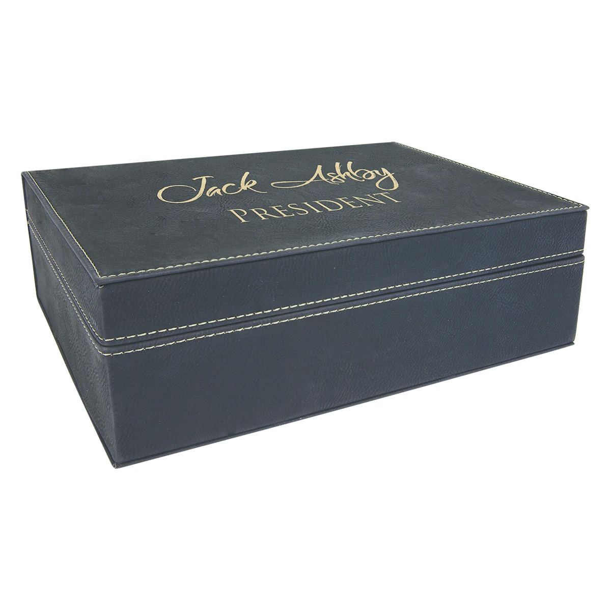 10 1/4" x 7 1/2" Black/Gold Leatherette Premium Gift Box 1