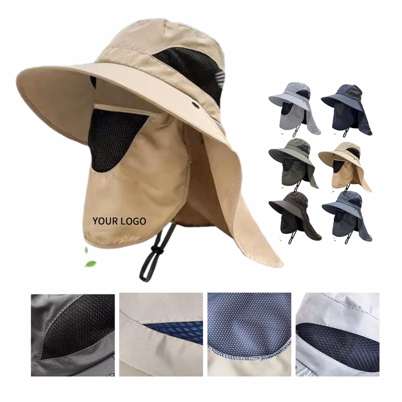 MOQ 50 Men's Solid Color Sun-Protective Shawl Hat