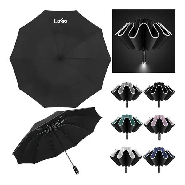 Auto Folding Reverse UV Protection LED Umbrella 1